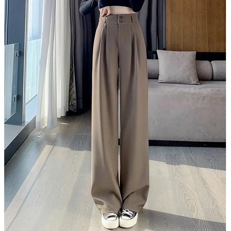 Calça Reta Feminina – Estilo Casual Coreano