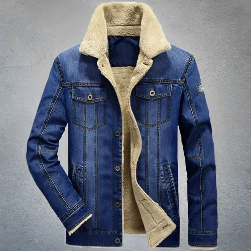 Personalizável inverno quente engrossado jaqueta jeans casual masculina boutique moda algodão azul denim casacos terno jaquetas mwt412237