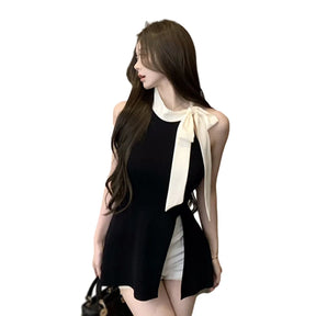 Regata Halterneck com laço de verão, slim fit