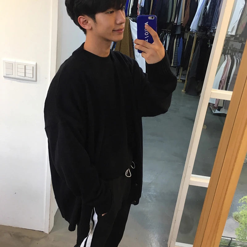 Cardigan masculino Estilo coreano, manga comprida