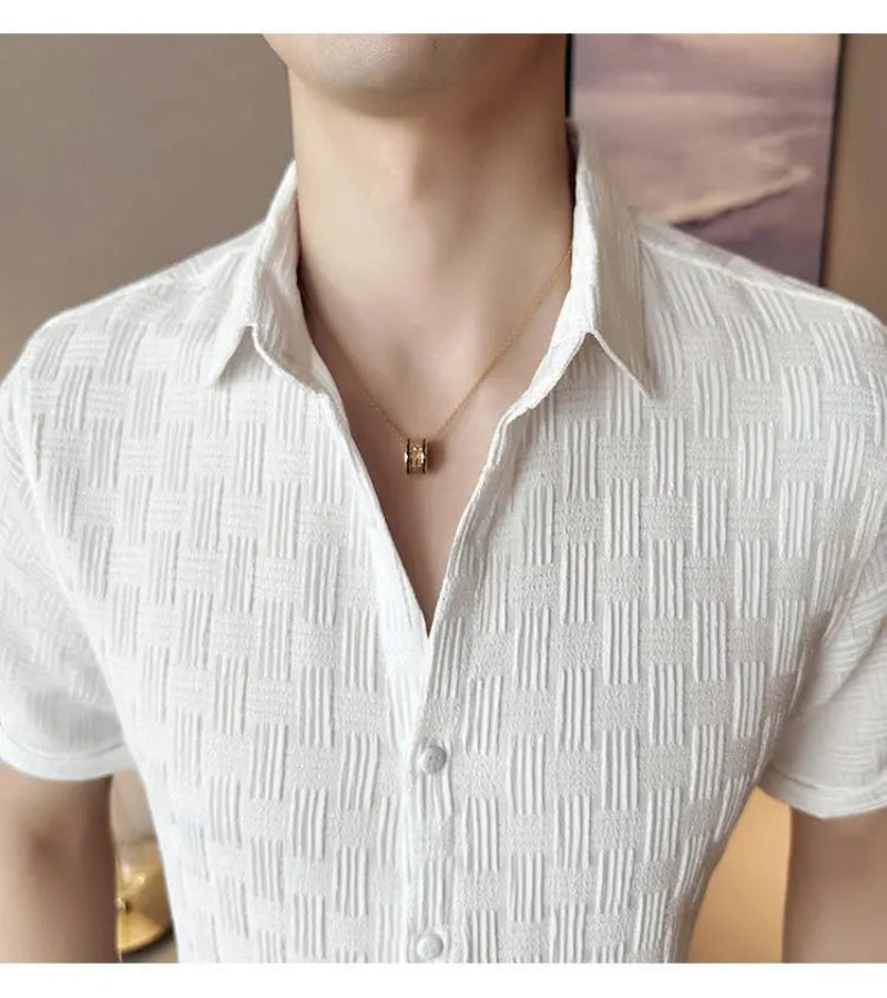 Camisa Masculina Coreana de Verão – Estilo Casual e Elegante