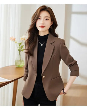 Jaqueta de terno feminina cor caramelo casual