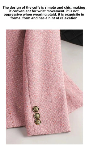 Terno de lã para mulheres, xadrez, tweed, estilo casual