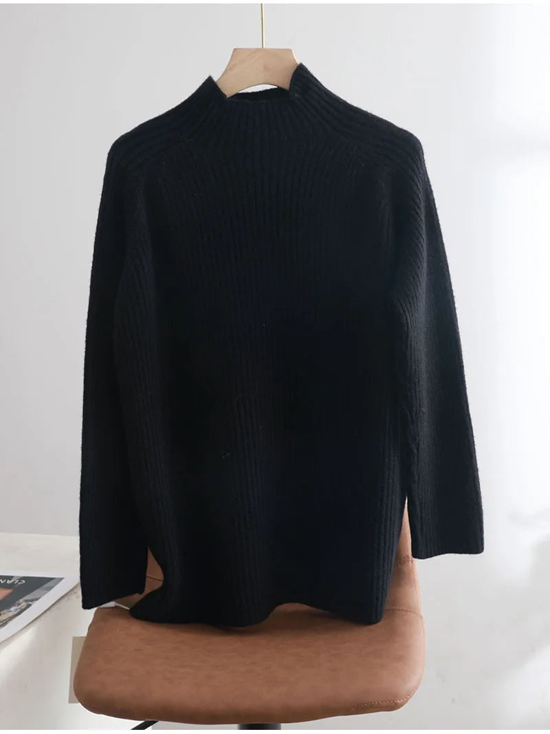 Suéter Gola Alta Feminino Casual - Inverno Elegante