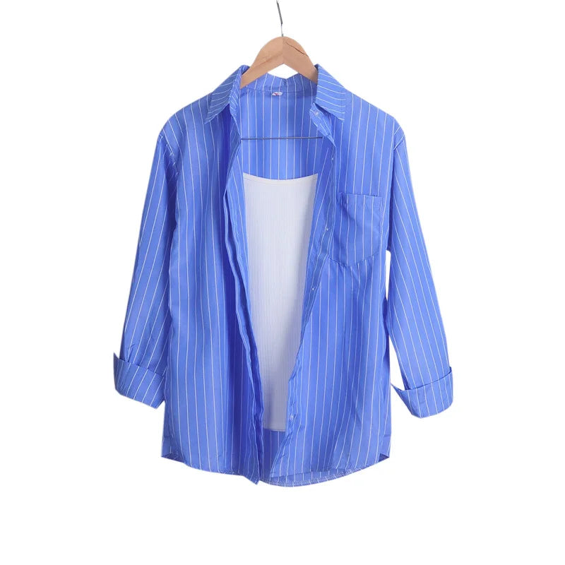 BLUSA LISTRADA RAINHA DAS LAGRIMAS - SOCIAL E MANGA LONGA