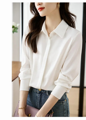 Camisa elegante de manga comprida, ajuste solto