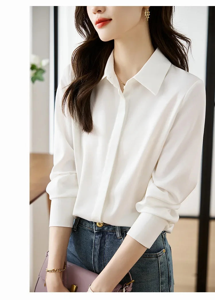 Camisa elegante de manga comprida, ajuste solto