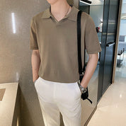 Camisa Polo Casual Listrada Manga Curta
