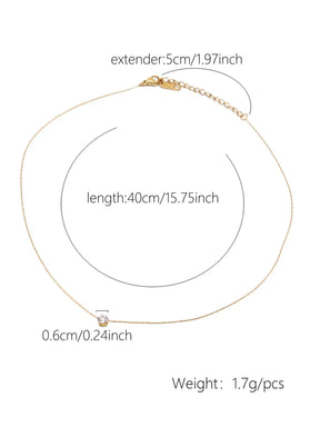 Colar  Minimalista Solitário com Pingente de Zircônia Antimanchas