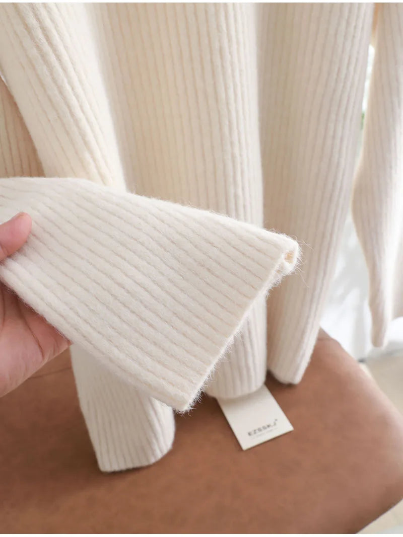 Suéter Gola Alta Feminino Casual - Inverno Elegante
