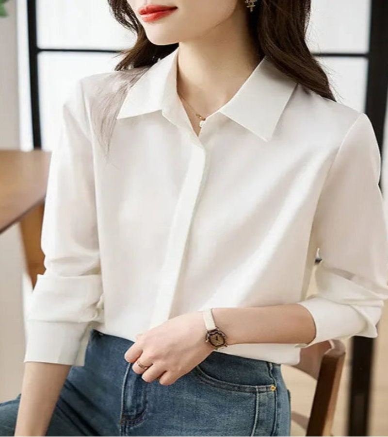 Camisa elegante de manga comprida, ajuste solto