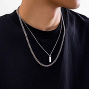 Conjunto de pingente retangular caixa corrente colar para homens
