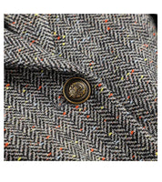 Terno de Lã Feminino Xadrez Tweed – Estilo Casual Coreano
