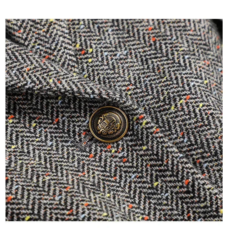Terno de lã para mulheres, xadrez, tweed, estilo casual
