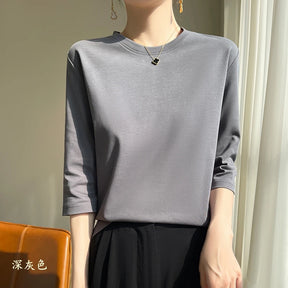 Blusa Básica em Algodão Mercerizado com Manga Cropped  "Primavera de Seul"