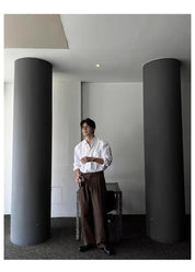 Camisa Masculina Coreana de Manga Longa com Pregas - Look Seoul Chic