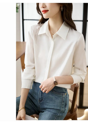 Camisa elegante de manga comprida, ajuste solto