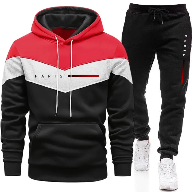 Conjunto de Moletom Masculino Paris Fashion: Moletom com Capuz e Calça Jogger para o Dia a Dia, Esportivo, Tendência Urbana, Agasalho Quente