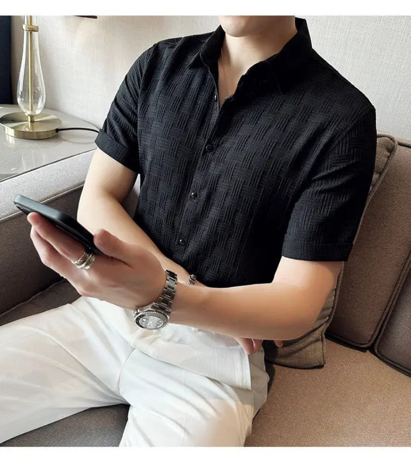 Camisa Masculina Coreana de Verão – Estilo Casual e Elegante