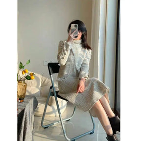 Conjunto de Duas Peças Tweed Estilo Saia