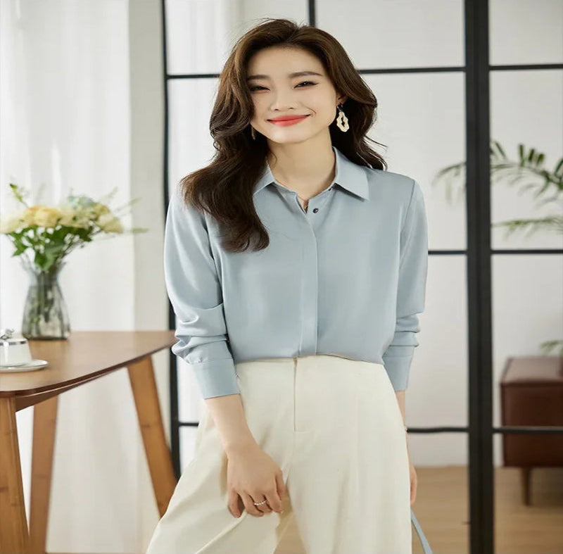 Camisa Elegante de Manga Comprida – Corte Solto e Estilo Sofisticado