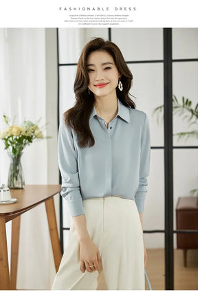 Camisa elegante de manga comprida, ajuste solto