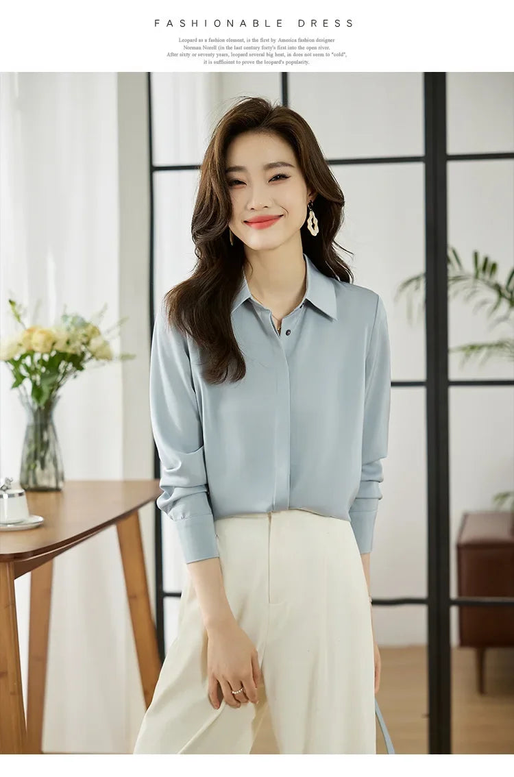 Camisa elegante de manga comprida, ajuste solto