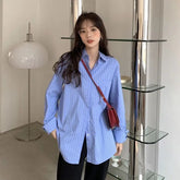 BLUSA LISTRADA RAINHA DAS LAGRIMAS - SOCIAL E MANGA LONGA