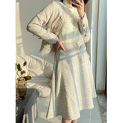 Conjunto de Duas Peças Tweed Estilo Saia