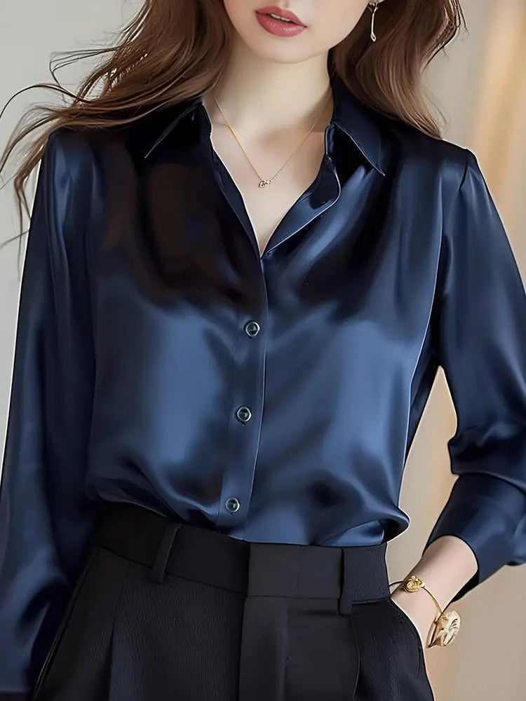 Camisas de seda mulheres coreanas moda Y2k