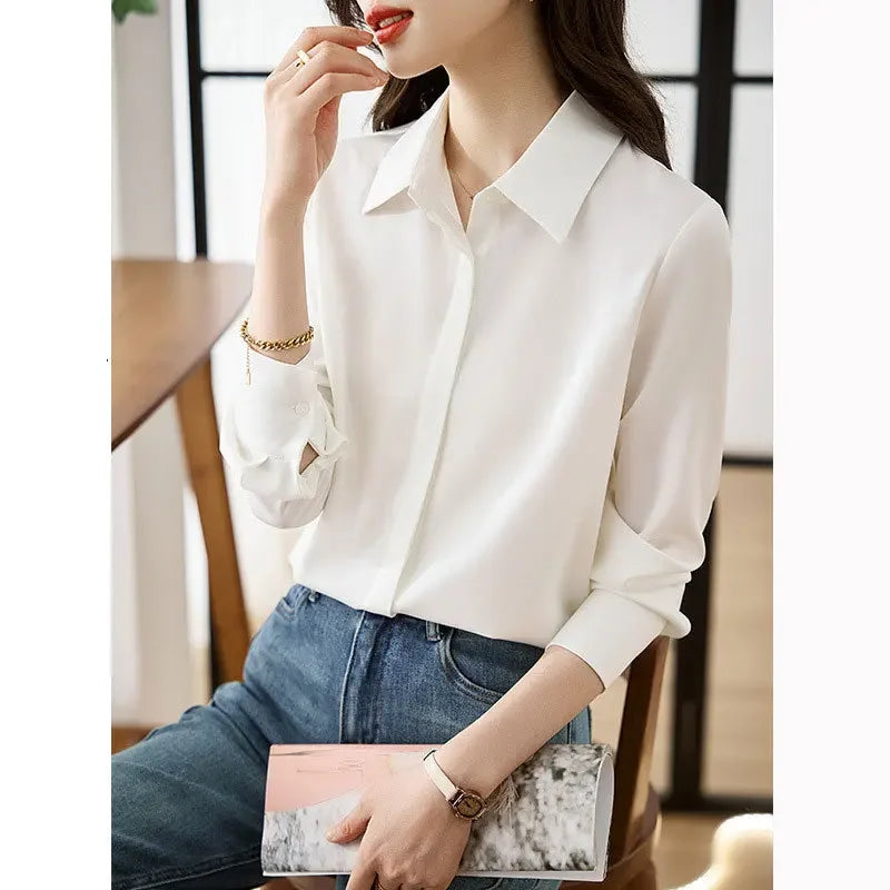 Camisa elegante de manga comprida, ajuste solto