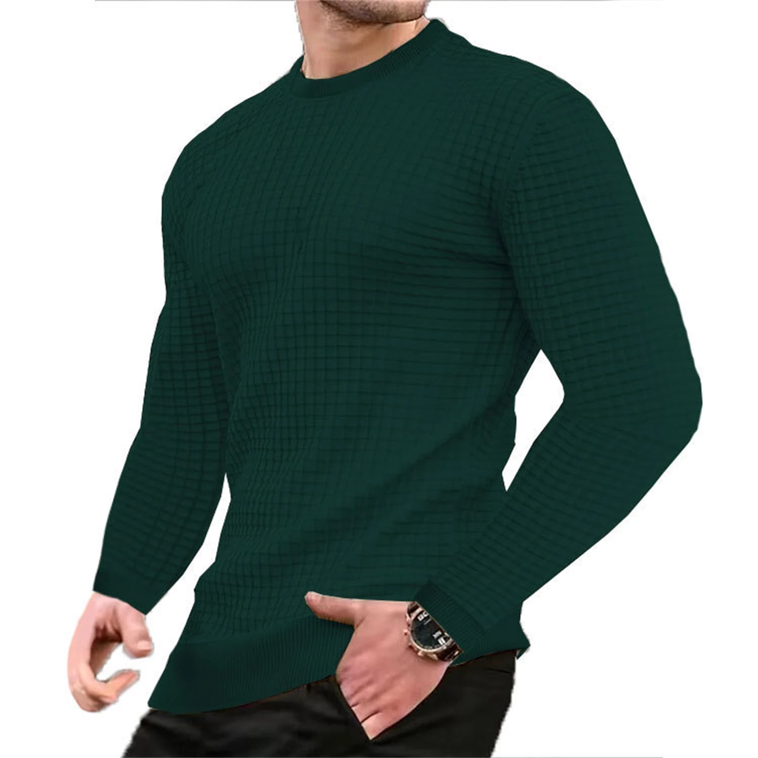 Casaco masculino moda pequena verificação Waffle juventude em torno do pescoço jacquard xadrez com capuz