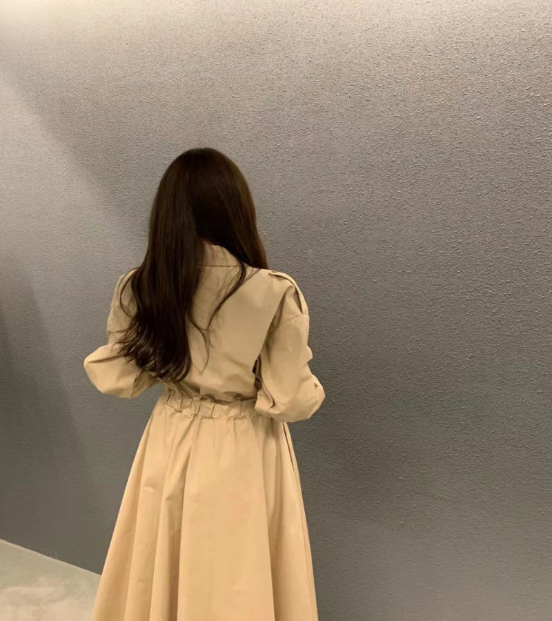 Vestido Malha Solto com Gola Redonda - Look Meia-Estação Coreano