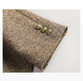 Terno de lã para mulheres, xadrez, tweed, estilo casual