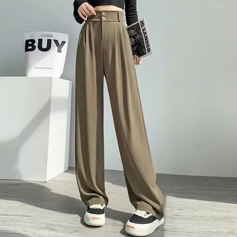 Calça Reta Feminina – Estilo Casual Coreano