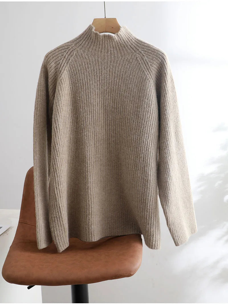 Suéter Gola Alta Feminino Casual - Inverno Elegante