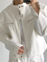 Jaqueta cortada moda coreana