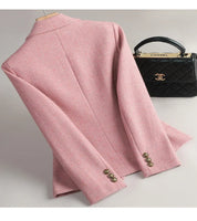 Terno de Lã Feminino Xadrez Tweed – Estilo Casual Coreano