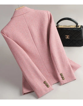 Terno de lã para mulheres, xadrez, tweed, estilo casual