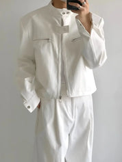 Jaqueta cortada moda coreana