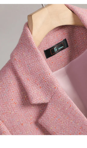 Terno de lã para mulheres, xadrez, tweed, estilo casual
