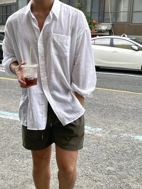 Camisa Masculina Coreana de Linho Leve - Look Seoul Verão