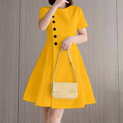 Vestido de Festa Vintage Colete Cintura A-line , com Botão Plissado