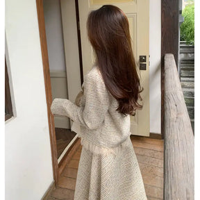 Conjunto de Duas Peças Tweed Estilo Saia