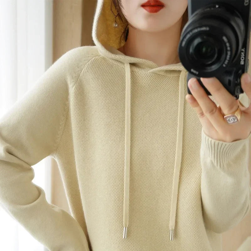 Suéter Feminino com Capuz Estilo Coreano -  “Caminhos de Outono”