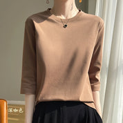 Blusa Básica em Algodão Mercerizado com Manga Cropped  "Primavera de Seul"