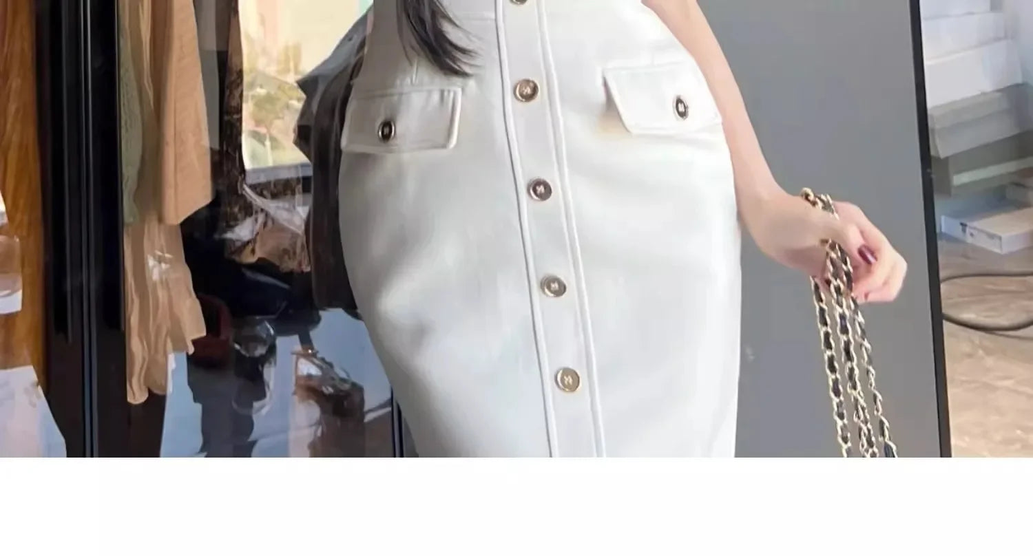 Vestido Branco Elegante Bodycon - Look Seoul Glam