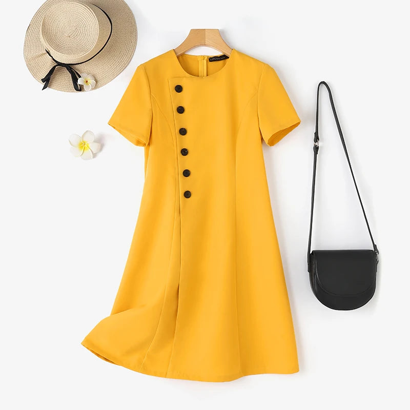 Vestido de Festa Vintage Colete Cintura A-line , com Botão Plissado