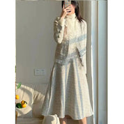 Conjunto de Duas Peças Tweed Estilo Saia