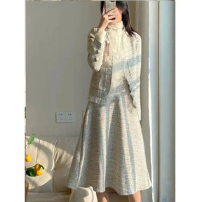 Conjunto de Duas Peças Tweed Estilo Saia